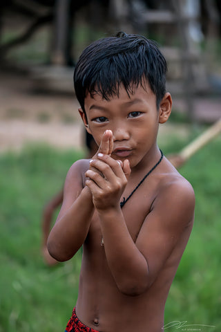 Cambodia Siem Reap lake  Phnom Krom Local kid 1