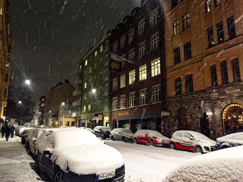 Kvällssnö på Åsögatan