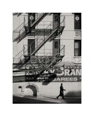 Fire escape and man
