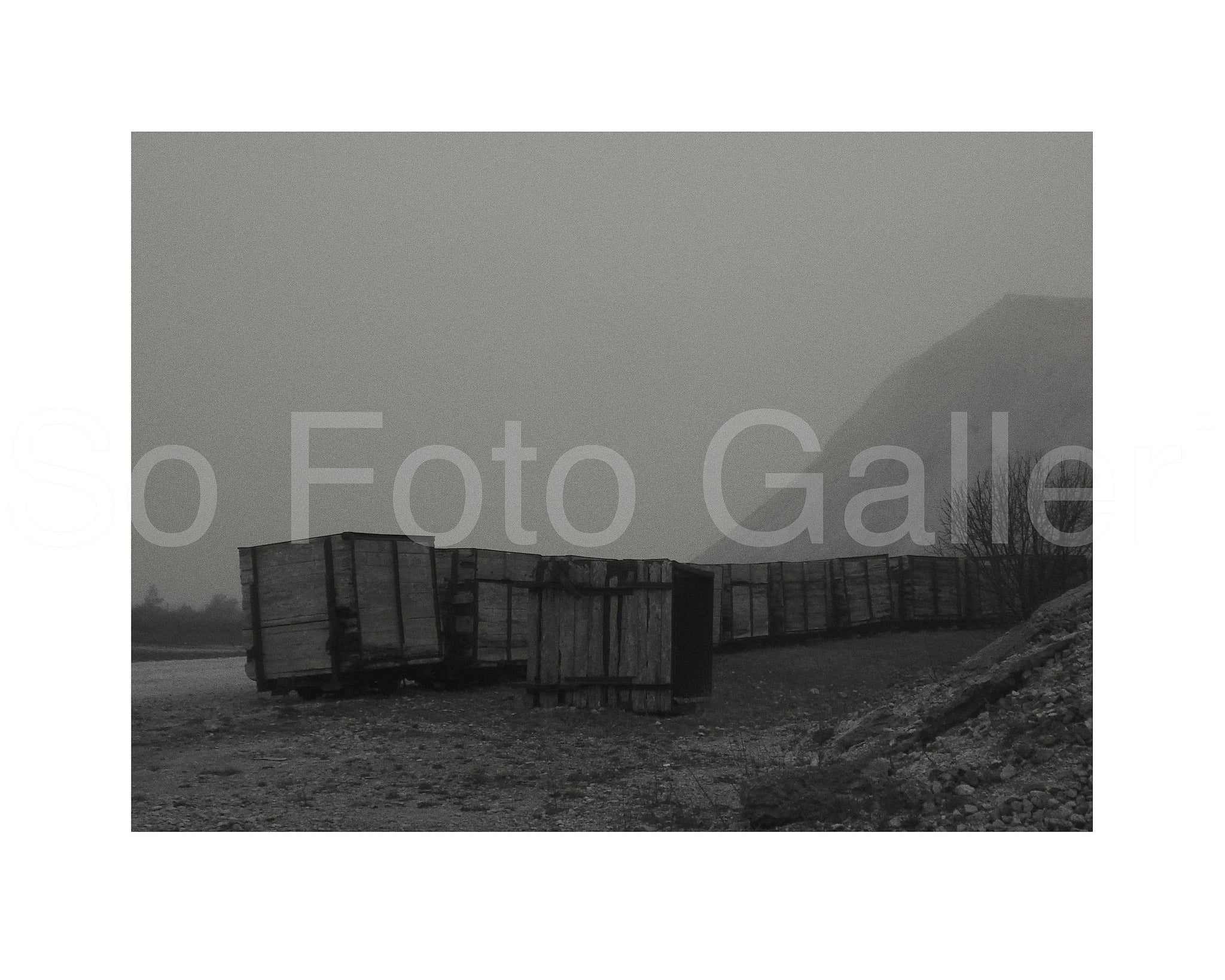 Grey landscape with train